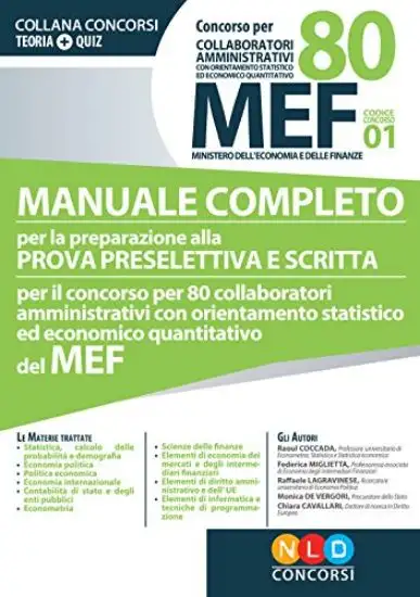 CONCORSO 80 COLLABORATORI AMMINISTRATIVI MEF. MANUALE COMPLETO PROVA PRESELETTIVA