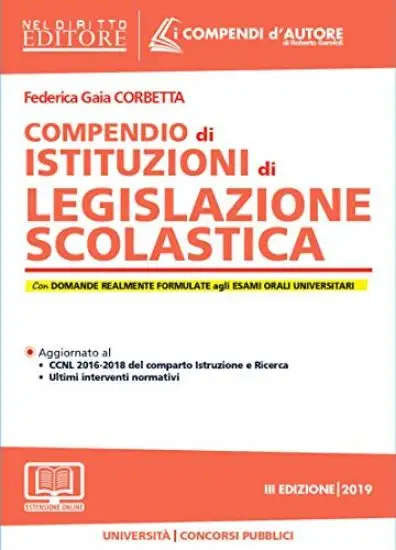 COMPENDIO DI ISTITUZIONI DI LEGISLAZIONE SCOLASTICA 2019