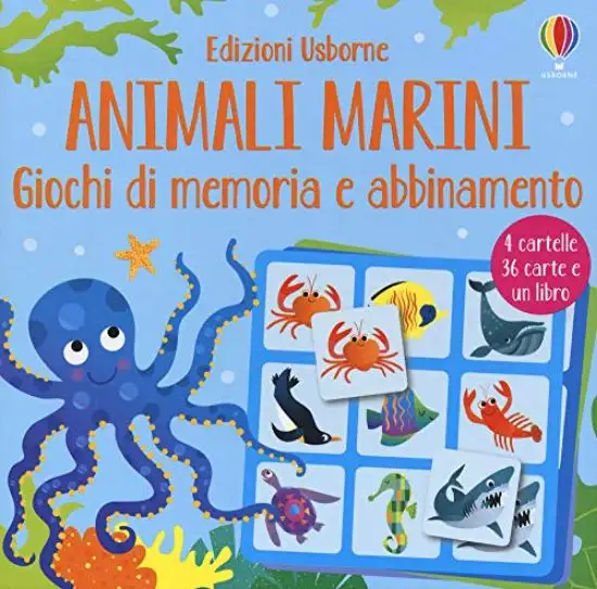 ANIMALI MARINI. GIOCHI DI MEMORIA E ABBINAMENTO. EDIZ. A COLORI. CON 36 CARTE