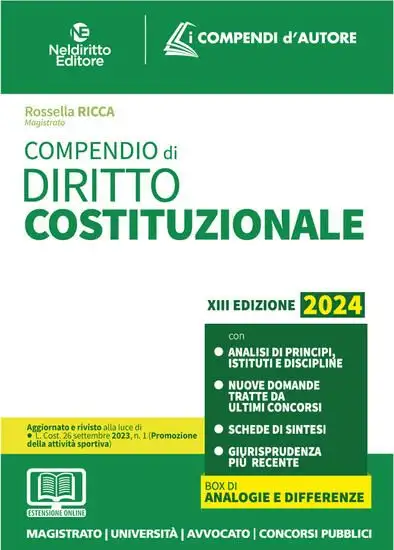 COMPENDIO DI DIRITTO COSTITUZIONALE. CON ESPANSIONE ONLINE 2024