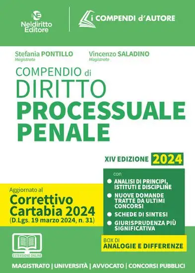 COMPENDIO DI PROCEDURA PENALE 2024. AGGIORNATO AL DECRETO CORRETTIVO ALLA RIFORMA CARTABIA