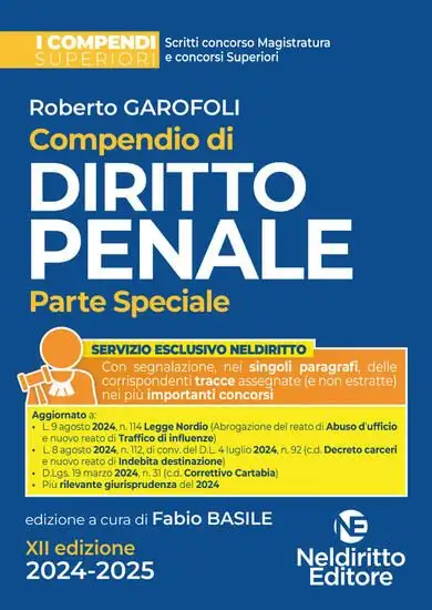 COMPENDIO DI DIRITTO PENALE. PARTE SPECIALE 2024-2025