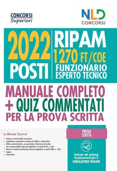 CONCORSO 2022 POSTI RIPAM: MANUALE 1270 POSTI FUNZIONARI ESPERTI TECNICI (FT/COE)