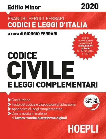 CODICE CIVILE E LEGGI COMPLEMENTARI. FEBBRAIO 2020. EDIZ. MINORE
