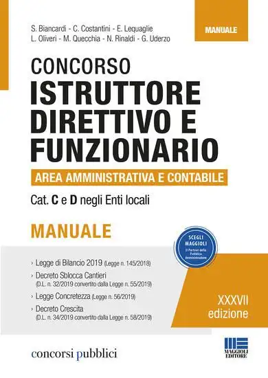 CONCORSO ISTRUTTORE DIRETTIVO E FUNZIONARIO AREA AMMINISTRATIVA CAT. C E D