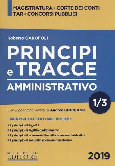 PRINCIPI E TRACCE DI DIRITTO AMMINISTRATIVO 2019. VOLUME 1 DI 3