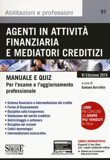 AGENTI IN ATTIVITA' FINANZIARIA E MEDIATORI CREDITIZI. MANUALE E QUIZ PER L'ESAME E L'AGGIORN