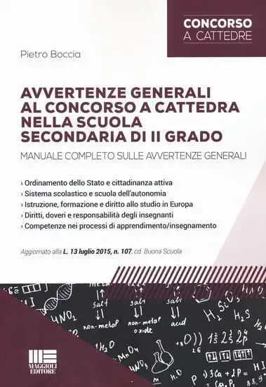 AVVERTENZE GENERALI AL CONCORSO A CATTEDRA NELLA SCUOLA SECONDARIA DI II GRADO