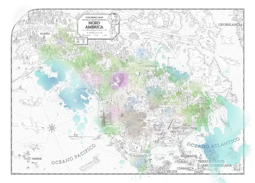 Nord America. Coloring maps